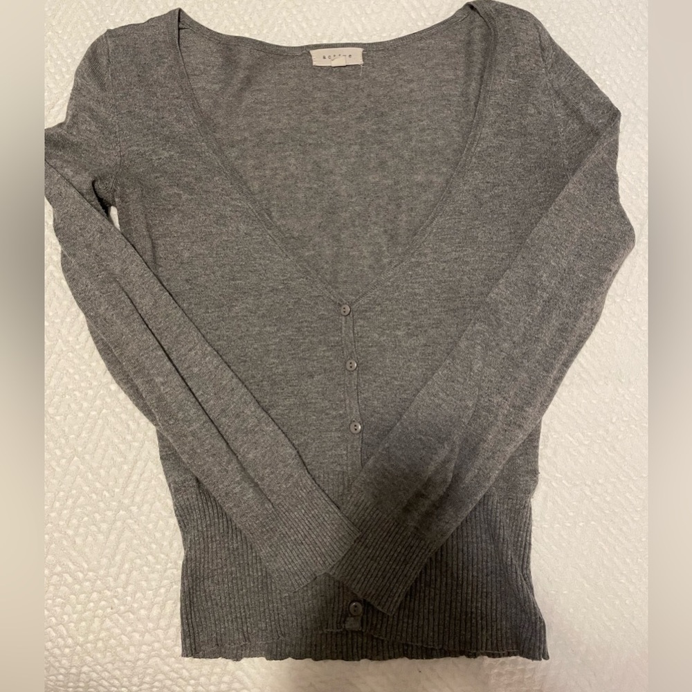 Grey V-Neck Cardigan